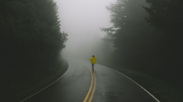 Road Man Fog Wallpaper