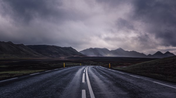Road Mountains Clouds Wallpaper