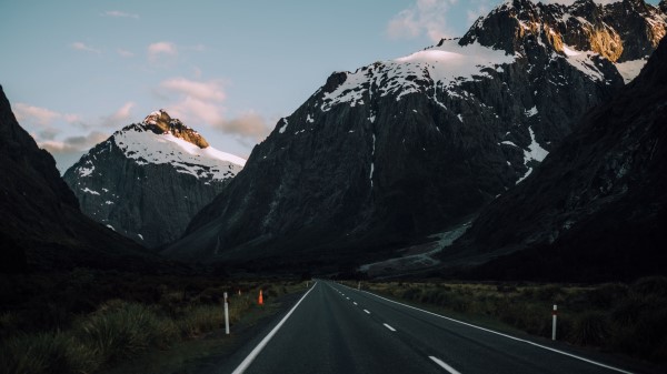 Road Mountains Evening Wallpaper