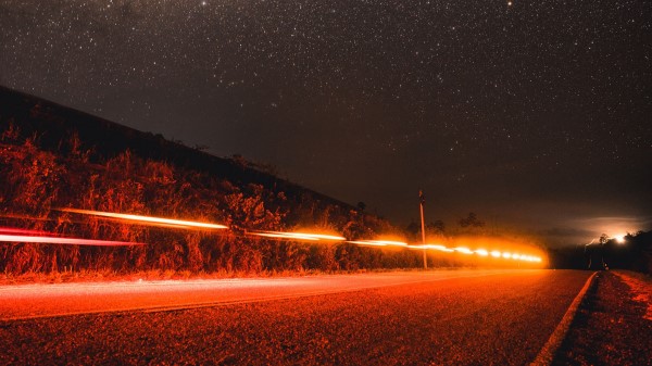 Road Starry Sky Night Image Wallpaper