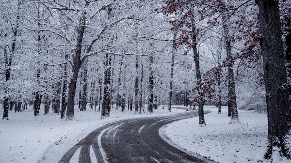 Road Turn Snow Wallpaper