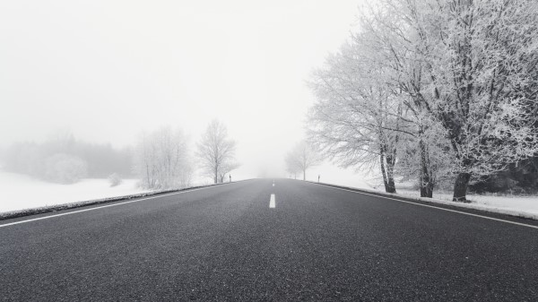 Road Winter Bw Wallpaper