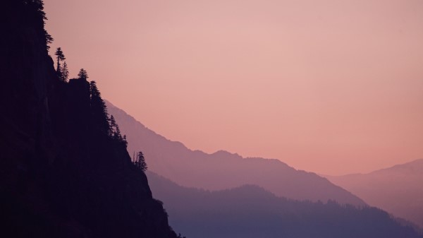 Rock Mountains Trees Wallpaper