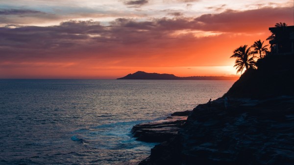 Rock Sea Sunset Wallpaper