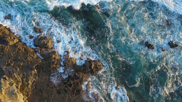Rocks Aerial View Sea Wallpaper