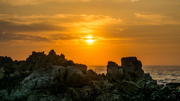 Rocks Blocks Sunset Wallpaper