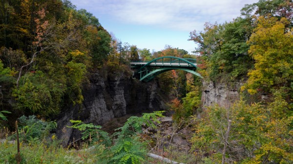 Rocks Bridge Trees Landscape Wallpaper