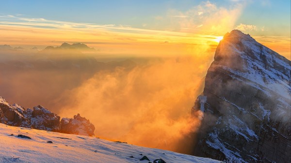 Rocks Mountains Fog Wallpaper