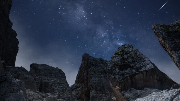 Rocks Mountains Night Wallpaper