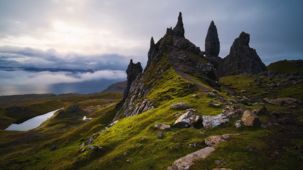 Rocks Slope Grass Image Wallpaper