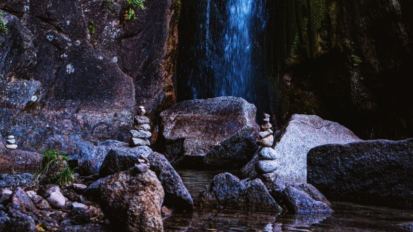 Rocks Waterfall Balance Wallpaper