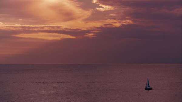 Sailboat Horizon Sea Wallpaper