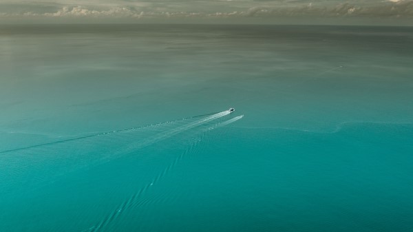 Sea Boats Aerial View Wallpaper