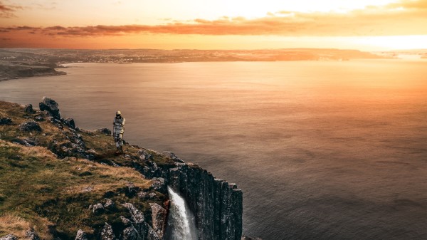 Sea Cliff Waterfall Wallpaper