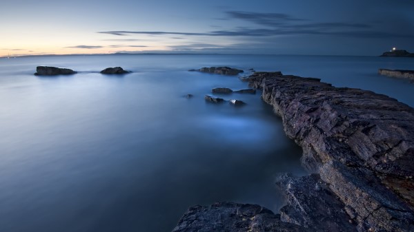 Sea Evening Twilight Great Britain Block Wallpaper