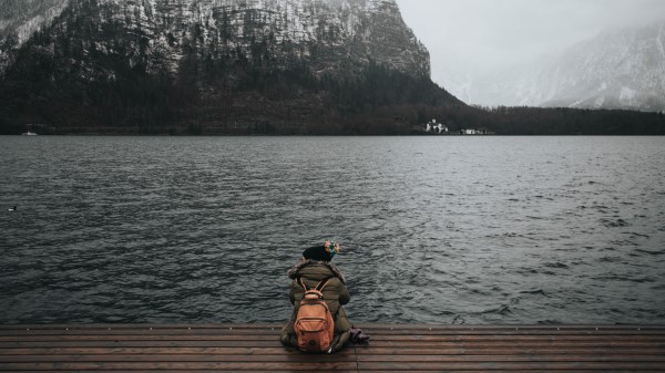 Sea Man Freedom Loneliness Mountains Wallpaper
