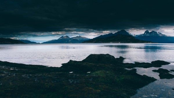 Sea Mountains Shore Night Wallpaper