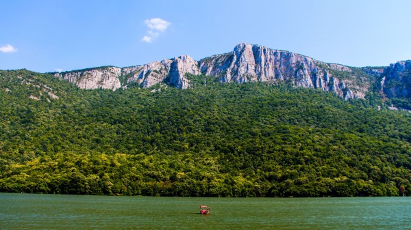 Sea Mountains Trees Hill Landscape Wallpaper