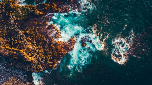 Sea Rocks Aerial View H Wallpaper