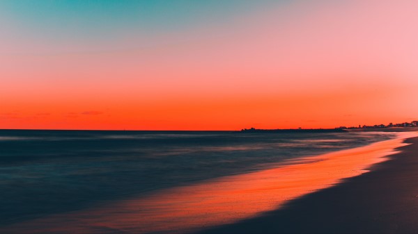 Sea Shore Sunset Sky Wallpaper