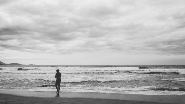 Sea Solitude Bw Wallpaper