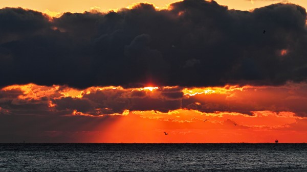 Sea Sunset Clouds Hh Wallpaper