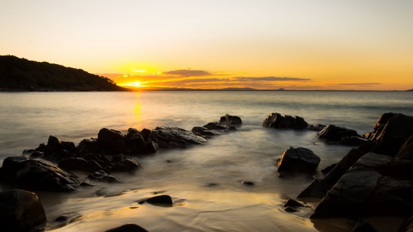 Sea Sunset Stones Wallpaper