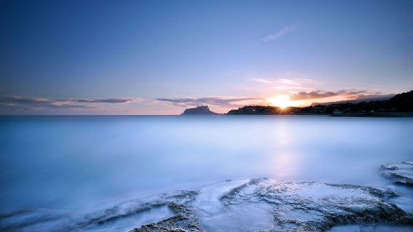 Sea Water Smooth Surface Decline Su Wallpaper