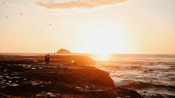 Shore Sea Sunset Wallpaper
