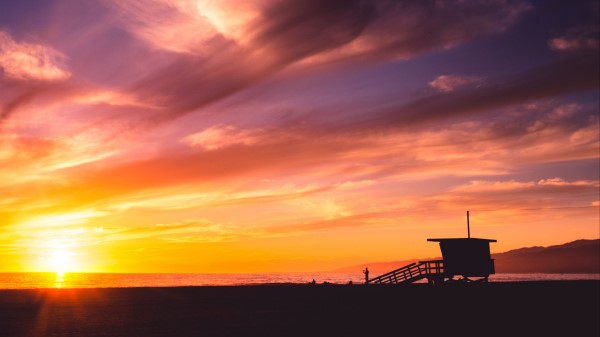 Shore Sunset Sea Coast Wallpaper