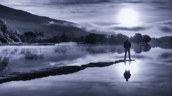 Silhouette Loneliness Lake Wallpaper