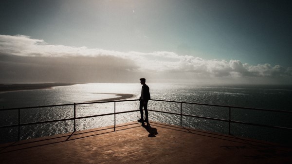 Silhouette Loneliness Sea Wallpaper