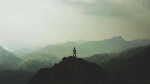 Silhouette Mountains Fog Wallpaper
