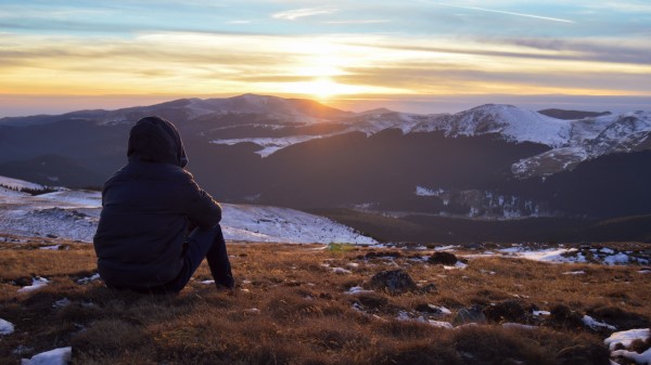 Silhouette Mountains Sunset Wallpaper