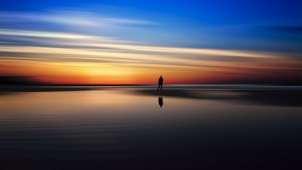Silhouette Sea Evening Wallpaper