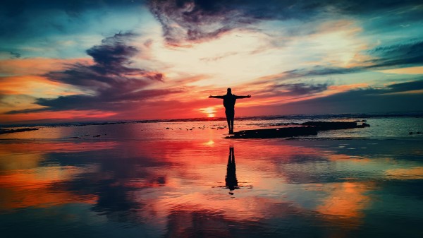 Silhouette Shore Sunset Wallpaper