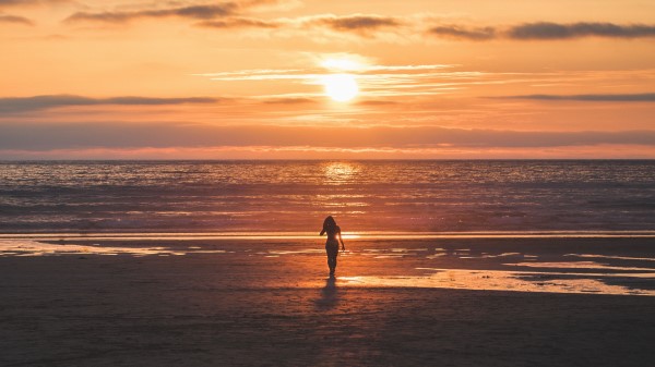 Silhouette Sunset Sea Wallpaper