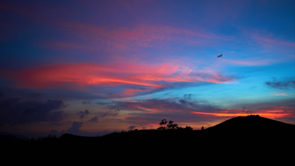 Silhouettes Plane Horizon Wallpaper