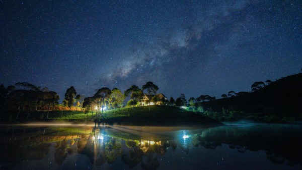 Starry Sky Milky Way Lake Wallpaper