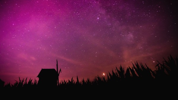 Starry Sky Mill Outline Wallpaper