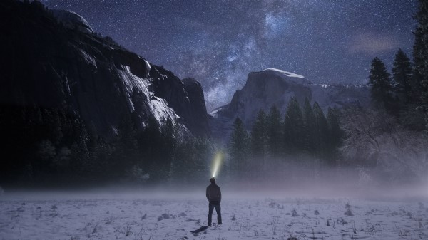 Starry Sky Mountains Night Loneliness Wallpaper