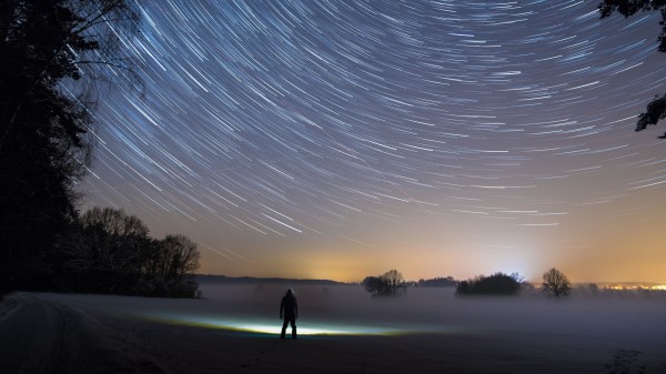 Starry Sky Silhouette Winter Wallpaper