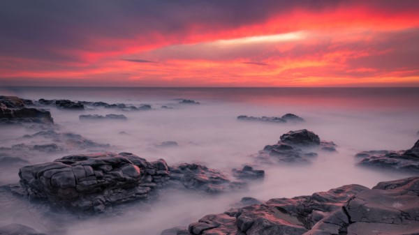 Stones Sea Sunset H Wallpaper