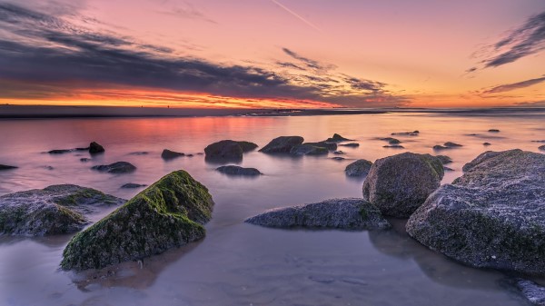 Sunset Blocks Horizon Wallpaper