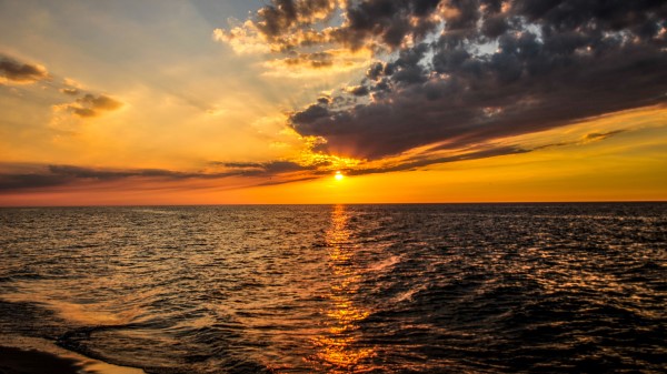 Sunset Horizon Ripples Image Wallpaper