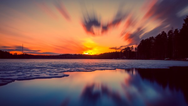 Sunset Lake Ice Image Wallpaper