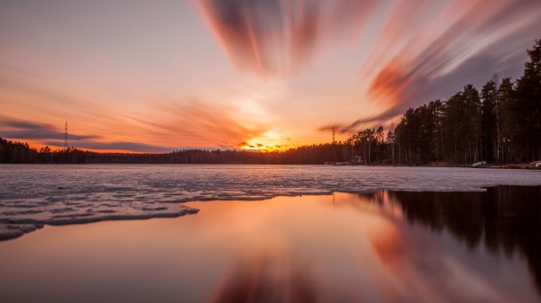 Sunset Lake Ice Wallpaper