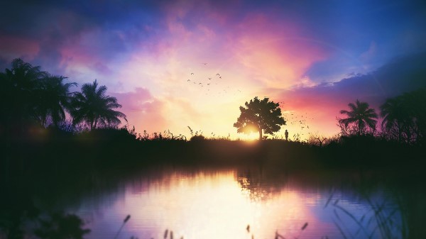 Sunset Lake Reflections Wallpaper
