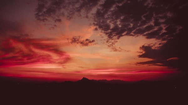Sunset Mountains Clouds Sky Wallpaper