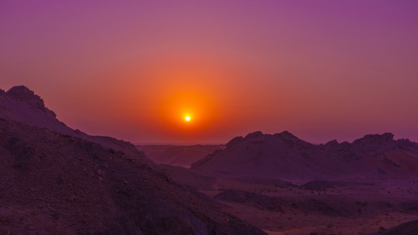 Sunset Mountains Rocks Wallpaper